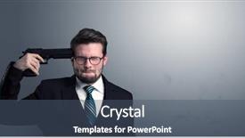  Presentation with shooting gun - Audience pleasing presentation consisting of young lost businessman man shooting backdrop and a ocean colored foreground