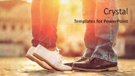  Presentation with street - Colorful slide set enhanced with young love - couples foots stay backdrop and a coral colored foreground