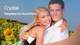  Presentation with sunflowers - Presentation theme featuring young love - loving couple in a field background and a teal colored foreground