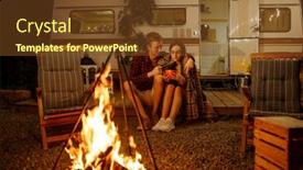  Presentation with campfire - Amazing PPT layouts having young-love-couple-hugging backdrop and a tawny brown colored foreground