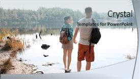  Presentation with time - Slides enhanced with young lovely couple spending time background and a light blue colored foreground