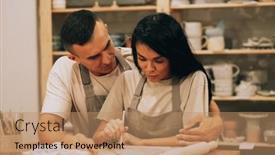  Presentation with hobbies - Slides featuring young-lovely-couple-works background and a coral colored foreground