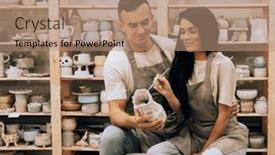  Presentation with hobbies - Slide set enhanced with young-lovely-couple-works background and a coral colored foreground