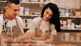  Presentation with hobbies - Presentation theme enhanced with young-lovely-couple-works background and a coral colored foreground