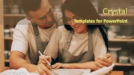  Presentation with hobbies - Presentation theme enhanced with young-lovely-couple-works background and a tawny brown colored foreground