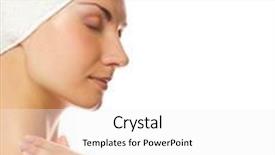  Presentation with lady - Presentation theme having pharmaceutical cream - young lovely lady applying moisturizer background and a white colored foreground