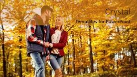 Presentation with lovers - Beautiful PPT layouts featuring young lovers enjoying in the autumn park backdrop and a gold colored foreground