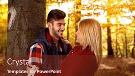  Presentation with lovers - Audience pleasing slide deck consisting of young lovers having fun in autumn park backdrop and a tawny brown colored foreground