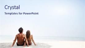  Presentation with plain blue clear sky - PPT layouts consisting of young lovers sitting on warm background and a sky blue colored foreground