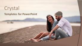  Presentation with lovers - Presentation theme featuring young-lovers-sitting background and a cream colored foreground