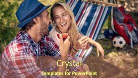  Presentation with camping - Theme consisting of young-loving-couple-in-camping background and a coral colored foreground