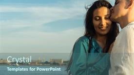  Presentation with young happy couple - Slide set enhanced with young-loving-couple-of-different background and a ocean colored foreground