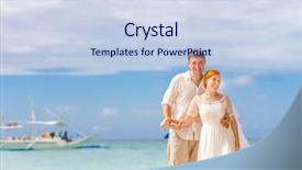  Presentation with beach wedding - Audience pleasing PPT layouts consisting of young loving couple on beach background wedding day outdoor beach wedding backdrop and a sky blue colored foreground
