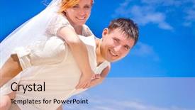  Presentation with beach wedding - Amazing PPT layouts having young loving couple on wedding day outdoor beach wedding backdrop and a lemonade colored foreground