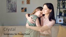  Presentation with business travel - Colorful presentation design enhanced with young-loving-mother-embracing backdrop and a coral colored foreground