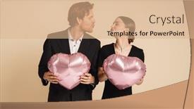  Presentation with balloons - PPT theme having young-loving-positive-couple-wearing background and a  colored foreground