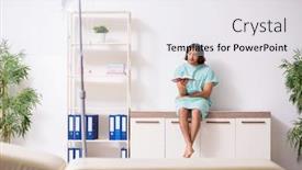  Presentation with hospital - Presentation design with young-mad-man background and a white colored foreground