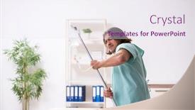  Presentation with hospital - Slide set having young-mad-man background and a sky blue colored foreground