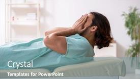  Presentation with young man on the phone - Presentation theme featuring young-mad-man background and a seafoam green colored foreground