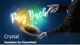  Presentation with magician - PPT theme enhanced with young-magician-is-showing-magic background and a ocean colored foreground