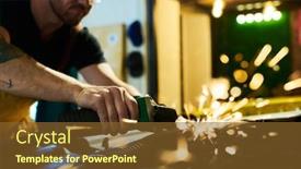  Presentation with car service - Presentation theme with young-maintenance-service-worker background and a tawny brown colored foreground