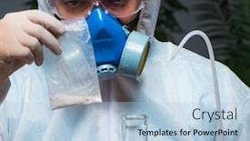  Presentation with hazardous - PPT theme consisting of young-make-scientist-working background and a light blue colored foreground