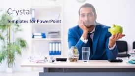  Presentation with accountant - PPT layouts consisting of young-male-accountant-in-budget background and a sky blue colored foreground