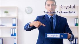  Presentation with accountant - Slide set with young male accountant working in the office background and a sky blue colored foreground