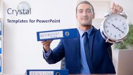  Presentation with accountant - Presentation theme consisting of young male accountant working in the office background and a sky blue colored foreground