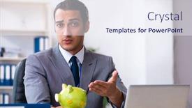  Presentation with accountant - Amazing presentation design having young male accountant working in the office backdrop and a sky blue colored foreground