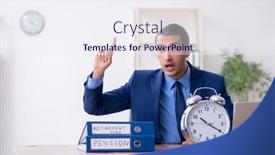  Presentation with accountant - Audience pleasing presentation theme consisting of young male accountant working in the office backdrop and a sky blue colored foreground