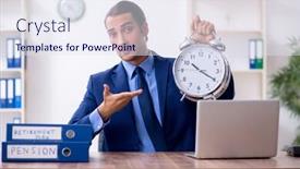  Presentation with accountant - Slide set having young male accountant working in the office background and a sky blue colored foreground