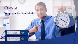  Presentation with accountant - Slide set featuring young male accountant working in the office background and a sky blue colored foreground