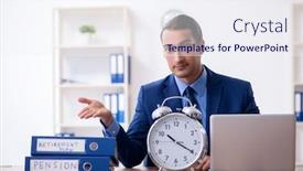  Presentation with accountant - Audience pleasing slide set consisting of young male accountant working in the office backdrop and a sky blue colored foreground