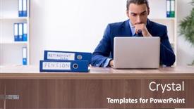  Presentation with accountant - Presentation theme consisting of young male accountant working in the office background and a violet colored foreground