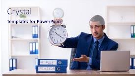  Presentation with accountant - Colorful presentation design enhanced with young male accountant working in the office backdrop and a sky blue colored foreground