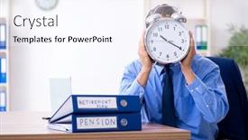  Presentation with accountant - Presentation featuring young male accountant working in the office background and a sky blue colored foreground