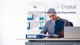  Presentation with accountant - PPT layouts having young-male-accountant-working background and a sky blue colored foreground