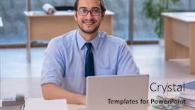  Presentation with accountant - Beautiful PPT theme featuring young-male-accountant-working backdrop and a mint green colored foreground