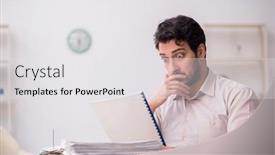  Presentation with accountant - PPT layouts featuring young-male-accountant-working background and a white colored foreground