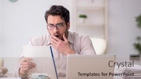  Presentation with accountant - Slides consisting of young-male-accountant-working background and a coral colored foreground