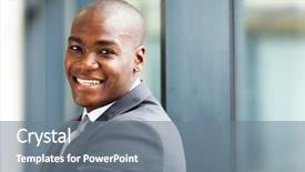  Presentation with african american in computer business - PPT theme featuring young male african american business background and a gray colored foreground