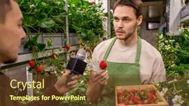  Presentation with journalist - Audience pleasing slide deck consisting of young-male-agroengineer-holding-fresh backdrop and a tawny brown colored foreground