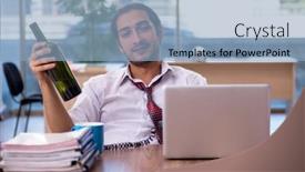  Presentation with alcohol - PPT theme enhanced with young-male-alcohol-addicted-employee background and a light blue colored foreground