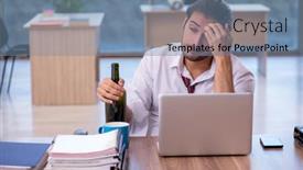  Presentation with alcohol - Cool new PPT theme with young-male-alcohol-addicted-employee backdrop and a seafoam green colored foreground
