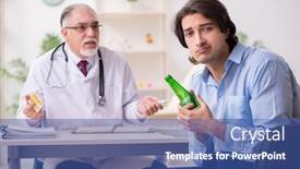  Presentation with old young - Colorful slide set enhanced with young male alcoholic visiting old doctor backdrop and a ocean colored foreground