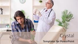  Presentation with alcoholic - Colorful slide set enhanced with young-male-alcoholic-visiting-old backdrop and a soft green colored foreground