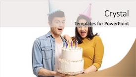  Presentation with female male symbol - Theme with young male and female holding background and a light gray colored foreground