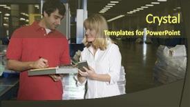  Presentation with inventory - Slide deck with young male and female make background and a tawny brown colored foreground