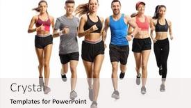  Presentation with running - Slide set consisting of young-male-and-female-runners background and a lemonade colored foreground